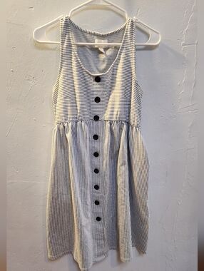 a:glow Striped Maternity Dress in White and Light Blue